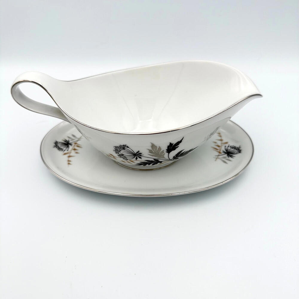Vintage Bavarian Crest Fine Porcelain Bavaria Germany Silhouette Gravy Boat